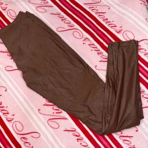 naked wardrobe Brown Faux Leather Leggings